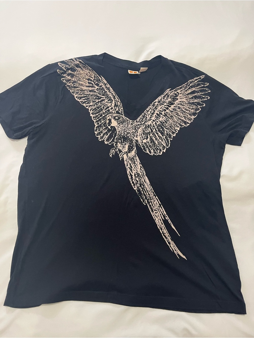 BOSS ORANGE Black Tee with White Label Graphic